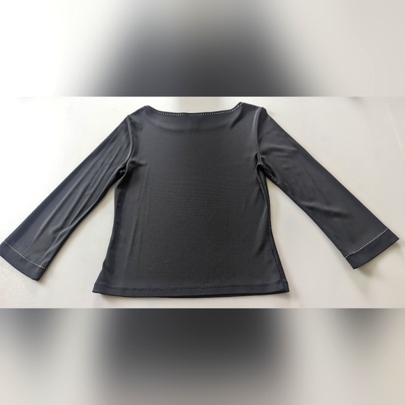 Ann Taylor Dark Brown Boat Neck Blouse/Skirt. White Stitching Detailing. Vintage - Picture 11 of 16